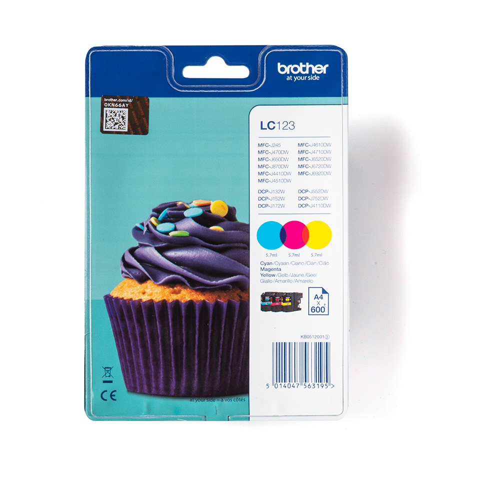 Genuine Brother LC123RBWBP Ink Cartridge Rainbow Blister Pack